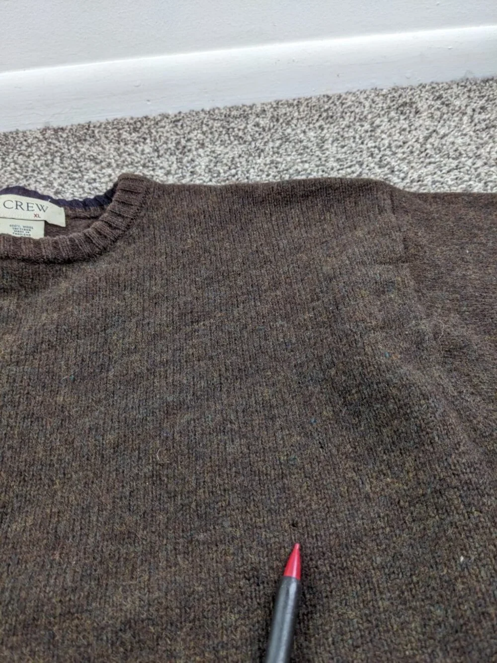 Vintage J Crew Sweater Shetland Wool Crewneck Pullover Brown Mens XL